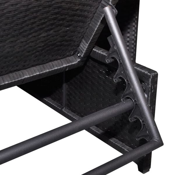 vidaXL Reclining Garden Chairs 2 pcs with Table Black Poly Rattan
