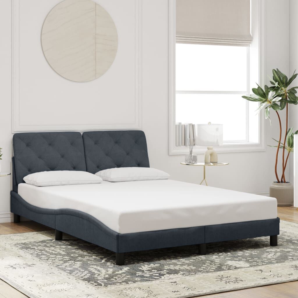 vidaXL Bed Frame with LED without Mattress Dark Grey 137x190 cm Velvet