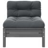 vidaXL Garden Middle Sofa with Anthracite Cushions Grey Solid Pinewood