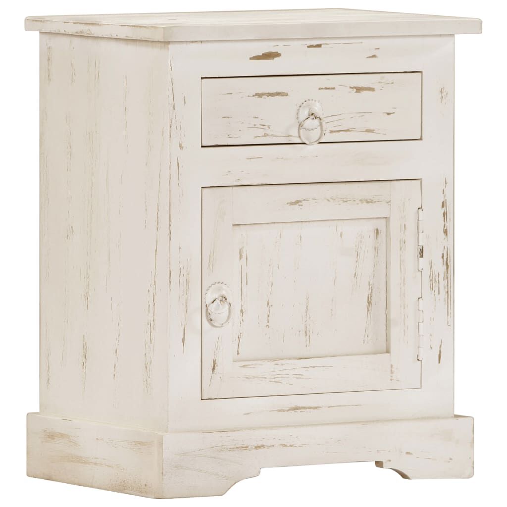 vidaXL Bedside Cabinet White 40x30x50 cm Solid Mango Wood