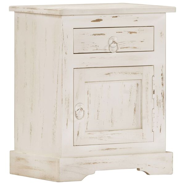 vidaXL Bedside Cabinet White 40x30x50 cm Solid Mango Wood