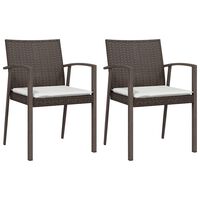 vidaXL Garden Chairs with Cushions 2 pcs Brown 56.5x57x83 cm Poly Rattan