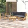 vidaXL 6 Piece Garden Lounge Set with Dark Grey Cushions Bamboo