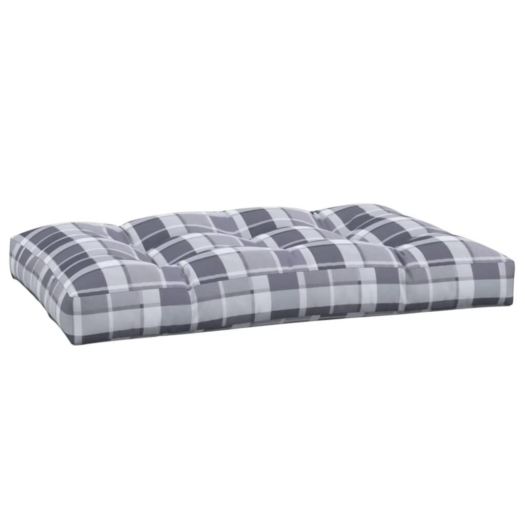 vidaXL Pallet Cushion Grey Check Pattern 120x80x12 cm Fabric