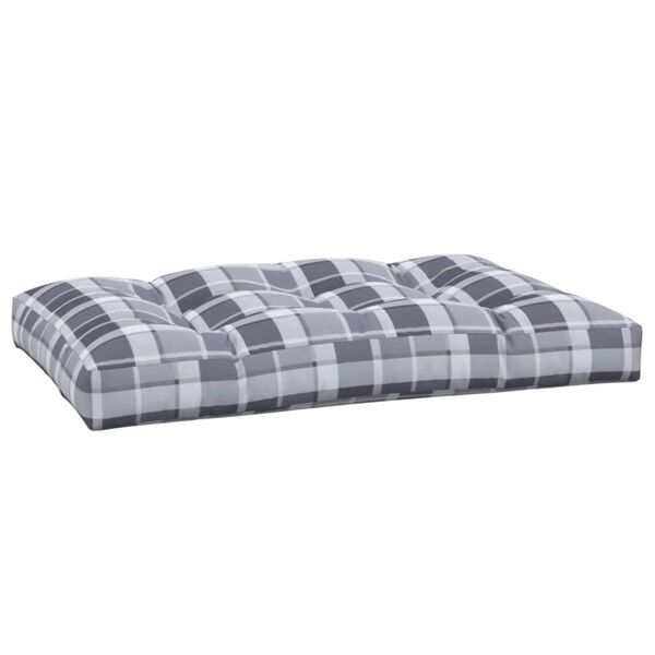 vidaXL Pallet Cushion Grey Check Pattern 120x80x12 cm Fabric