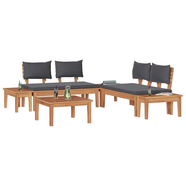 vidaXL Garden Bench Set with Cushion with Storage 3 pcs Brown and Grey