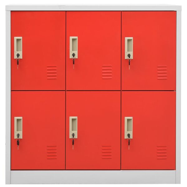 vidaXL Locker Cabinet Light Grey and Red 90x45x92.5 cm Steel