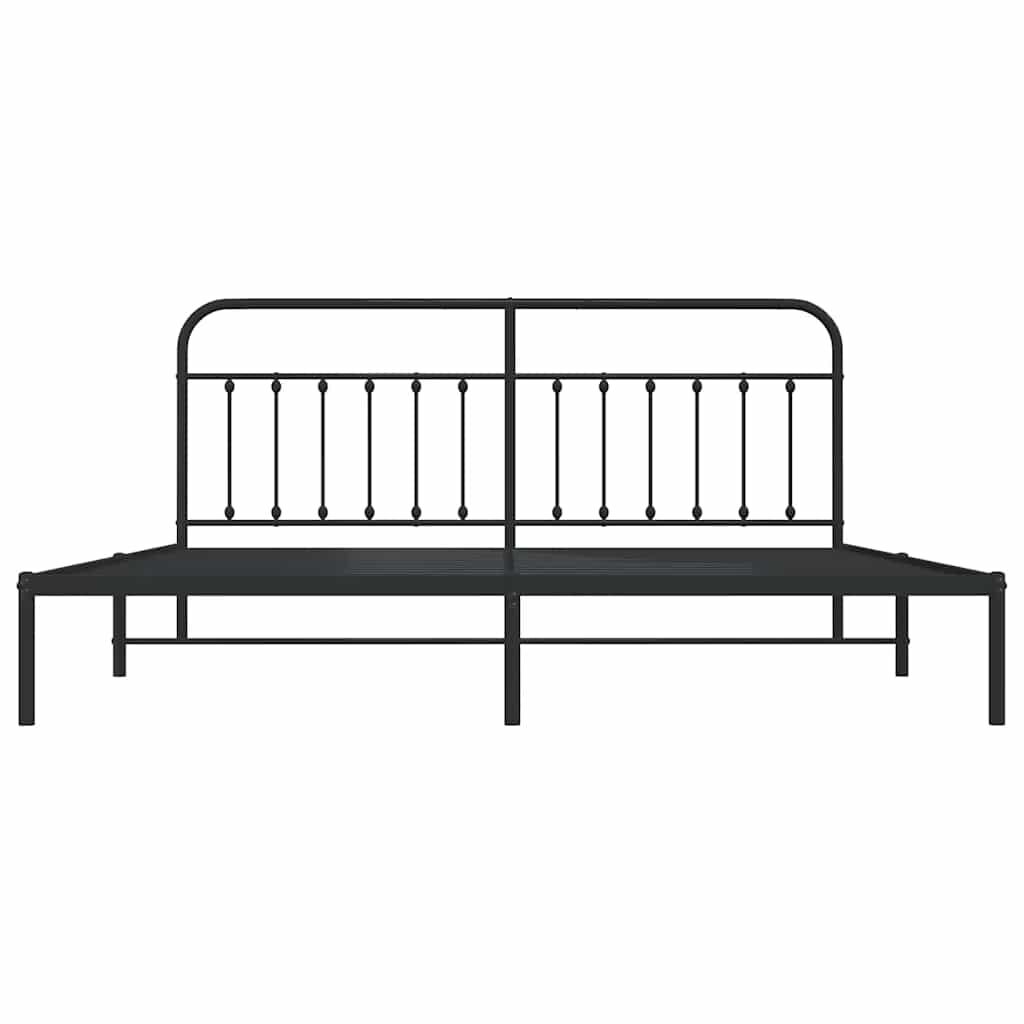 vidaXL Metal Bed Frame without Mattress with Headboard Black 193x203cm