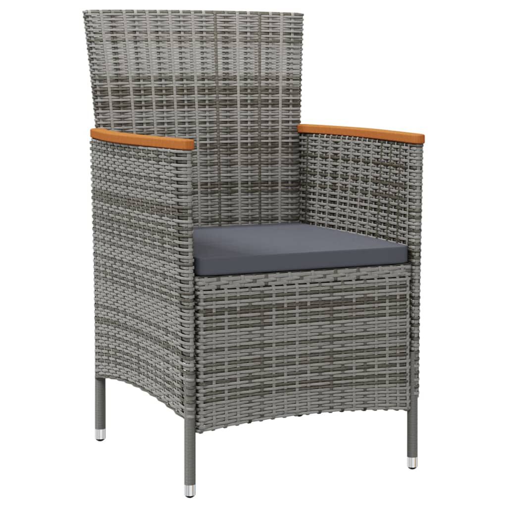 vidaXL Garden Dining Chairs 2 pcs Poly Rattan Grey