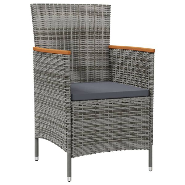 vidaXL Garden Dining Chairs 2 pcs Poly Rattan Grey