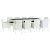 vidaXL 11 Piece Garden Dining Set with Cushions White Poly Rattan