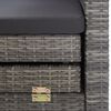 vidaXL Extendable 3-Seater Sofa Bed with Roof Poly Rattan Grey