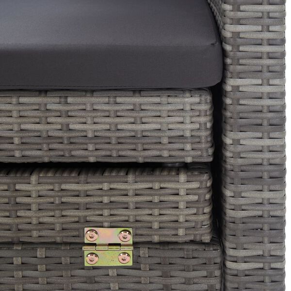 vidaXL Extendable 3-Seater Sofa Bed with Roof Poly Rattan Grey