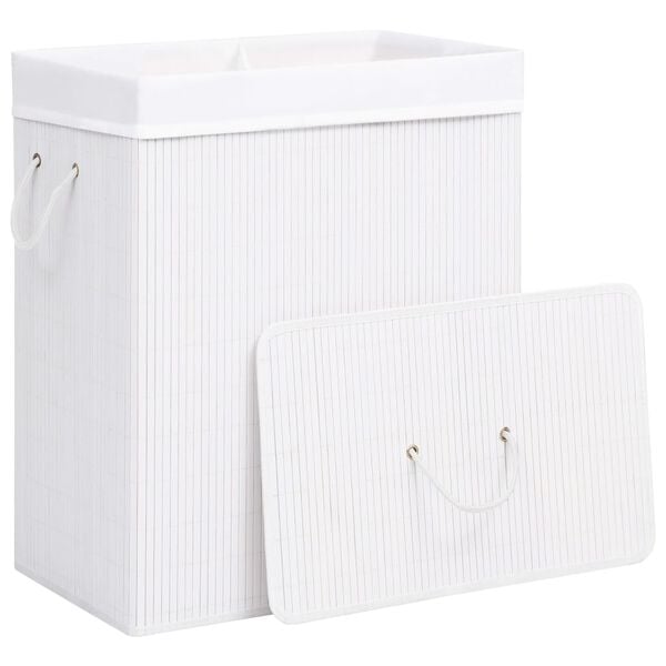 vidaXL Bamboo Laundry Basket White 100 L