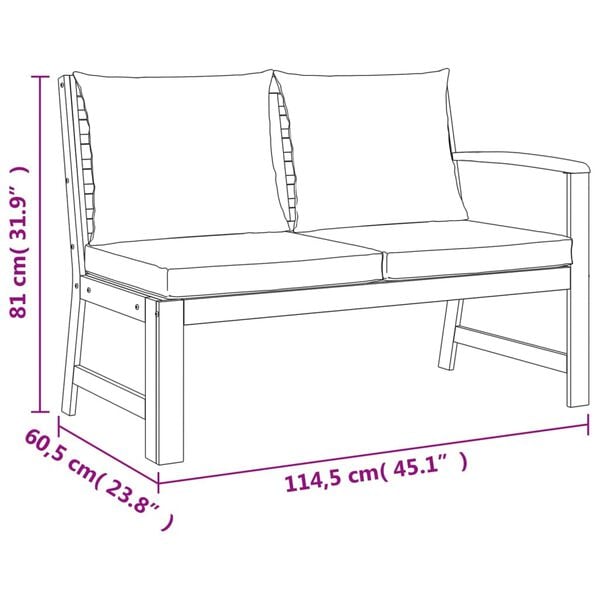 vidaXL 4 Piece Garden Dining Set with Cushions Solid Wood Acacia