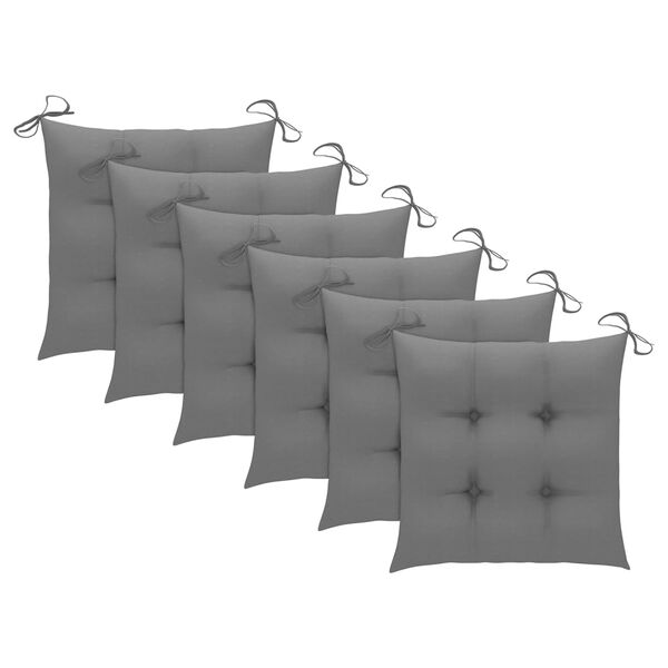 vidaXL Folding Garden Chairs with Cushions 6 pcs Solid Teak Wood