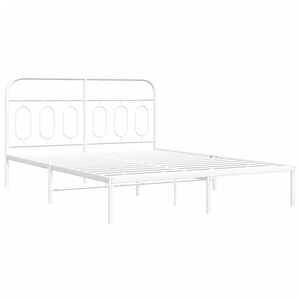 vidaXL Metal Bed Frame without Mattress with Headboard White 150x200cm