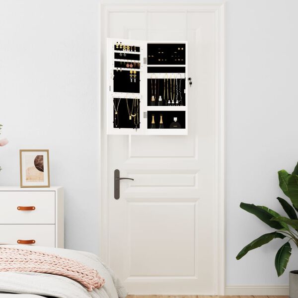 vidaXL Mirror Jewellery Cabinet Wall Mounted White 30x8.5x67 cm