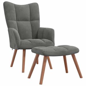 vidaXL Relaxing Chair with a Stool Dark Grey Velvet