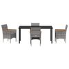 vidaXL Garden Dining Set with Cushion 5 pcs Grey Poly Rattan