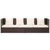 vidaXL Garden Bed with Cushion & Pillows Poly Rattan Brown