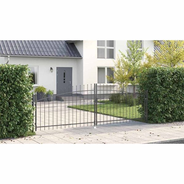 vidaXL Double Door Fence Gate with Spear Top 400x149.5 cm