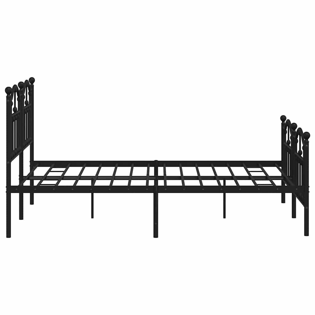 vidaXL Metal Bed Frame without Mattress with Footboard Black 135x190cm