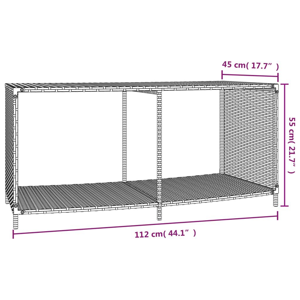 vidaXL Storage Shelves 2 pcs Grey Poly Rattan