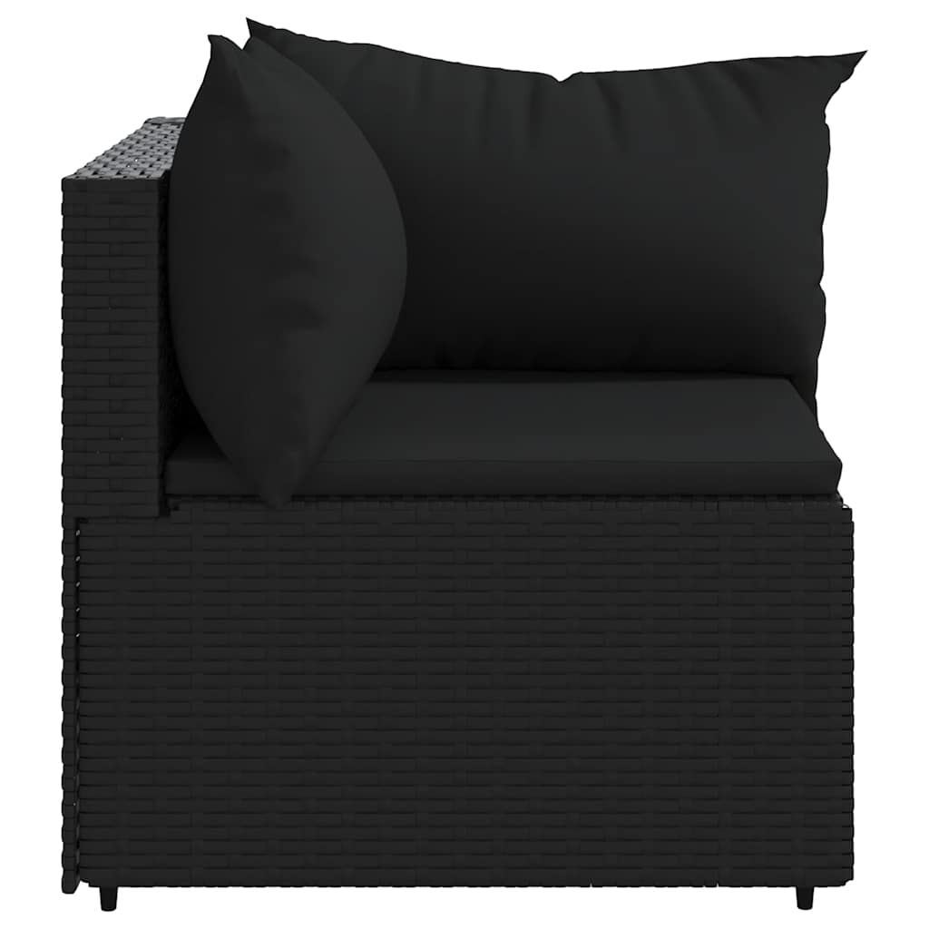vidaXL Garden Corner Sofas with Cushions 2 pcs Black Poly Rattan