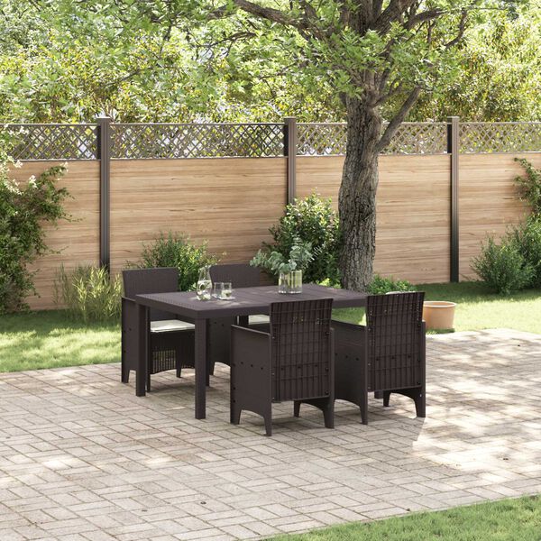 vidaXL Garden Dining Set 5 pcs Brown Polt rattan