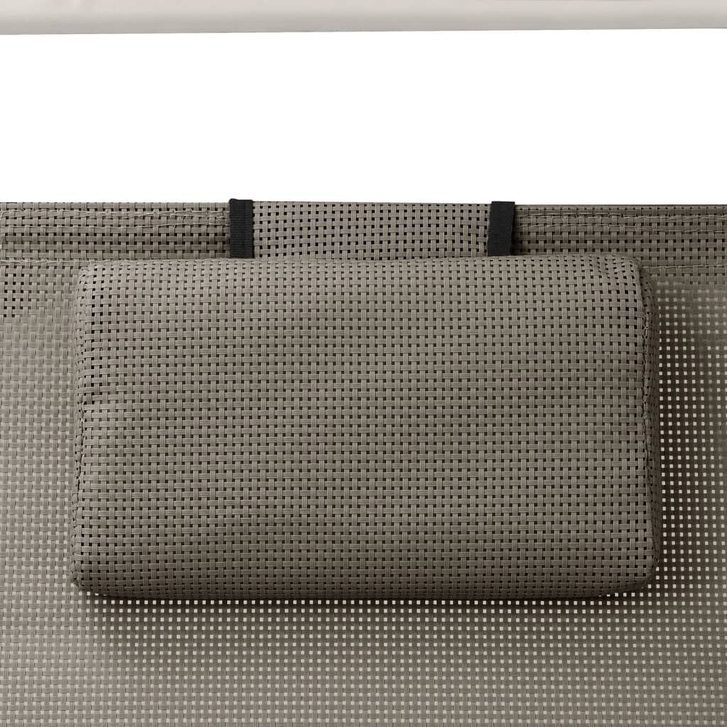 vidaXL Double Sun Lounger with Canopy Textilene Taupe
