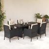 vidaXL 7 Piece Garden Dining Set with Cushions Beige Poly Rattan