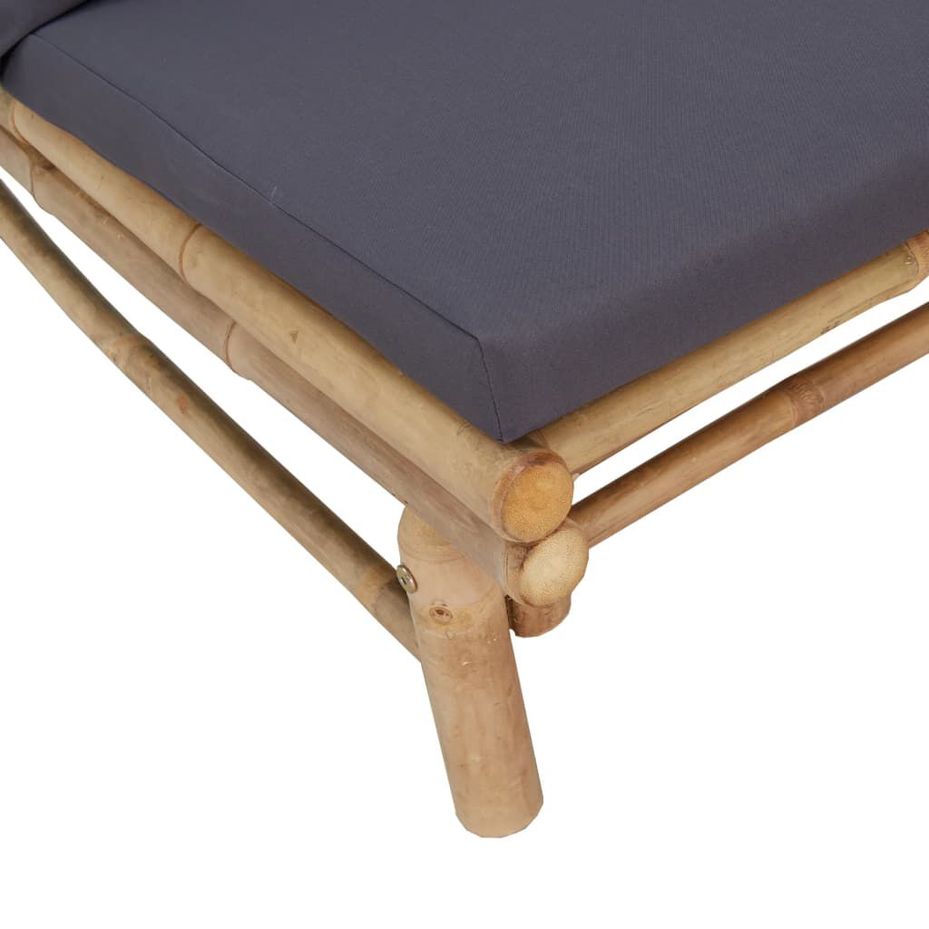 vidaXL 4 Piece Garden Lounge Set with Dark Grey Cushions Bamboo