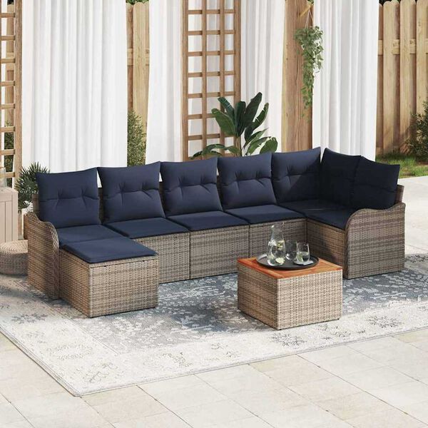 vidaXL Garden Sofa Set 8 pcs Grey Poly rattan