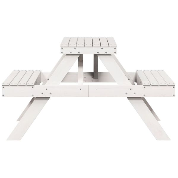 vidaXL Picnic Table White 105x134x75 cm Solid Wood Pine