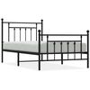 vidaXL Metal Bed Frame without Mattress with Footboard Black 100x190cm