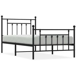 vidaXL Metal Bed Frame without Mattress with Footboard Black 100x190cm
