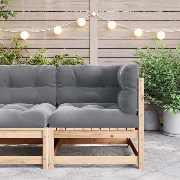 vidaXL Garden Corner Sofa with Grey Cushions Solid Wood Pine