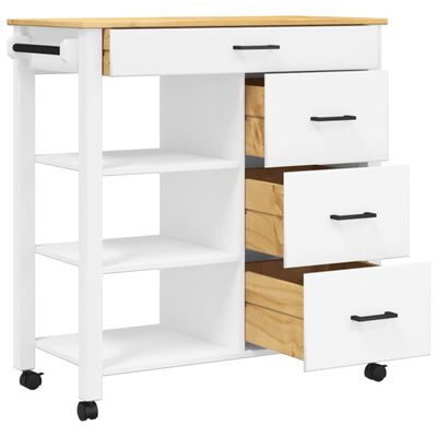 vidaXL Kitchen Trolley MONZA 84x40x90 cm Solid Wood Pine