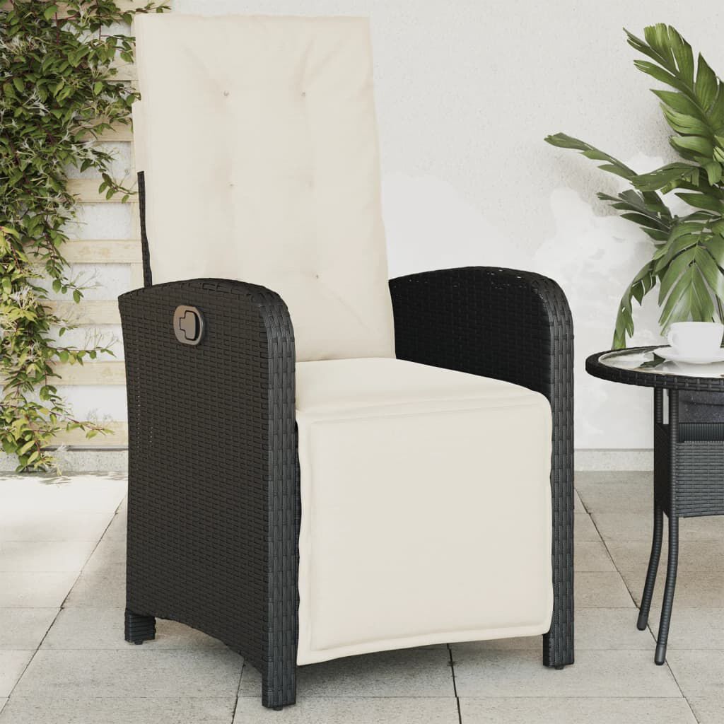 vidaXL Reclining Garden Chair with Footrest Black Poly Rattan