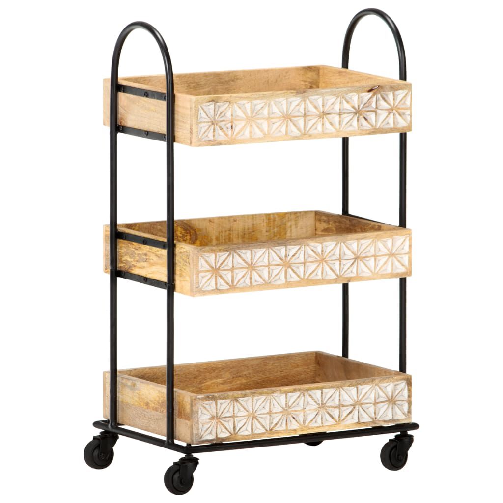 vidaXL 3-Tier Kitchen Trolley 46x30x76 cm Solid Mango Wood
