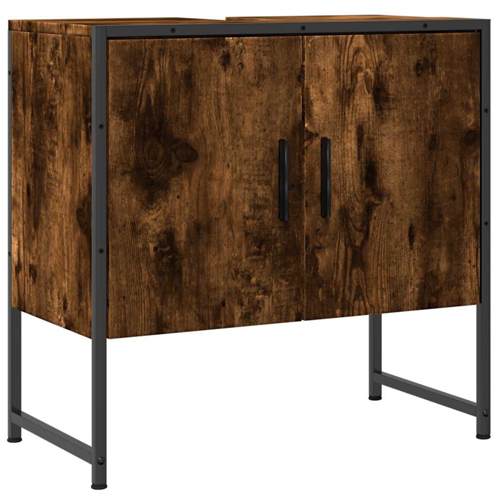 vidaXL Bathroom Sink Cabinet Smoked Oak 60x33x60 cm Engineered Wood