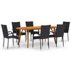 vidaXL 7 Piece Garden Dining Set Black