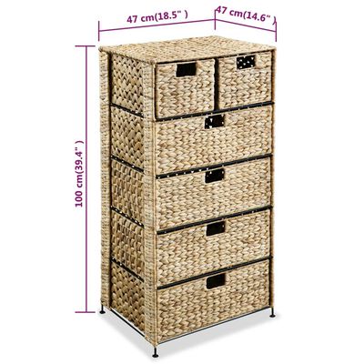 vidaXL Storage Unit with 6 Baskets 47x37x100 cm Water Hyacinth