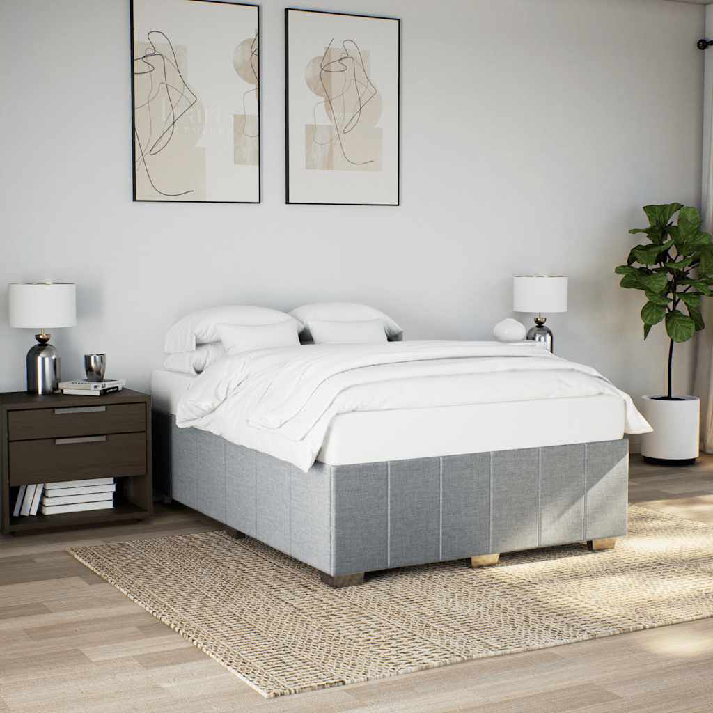 vidaXL Bed Frame without Mattress Light Grey Queen Fabric