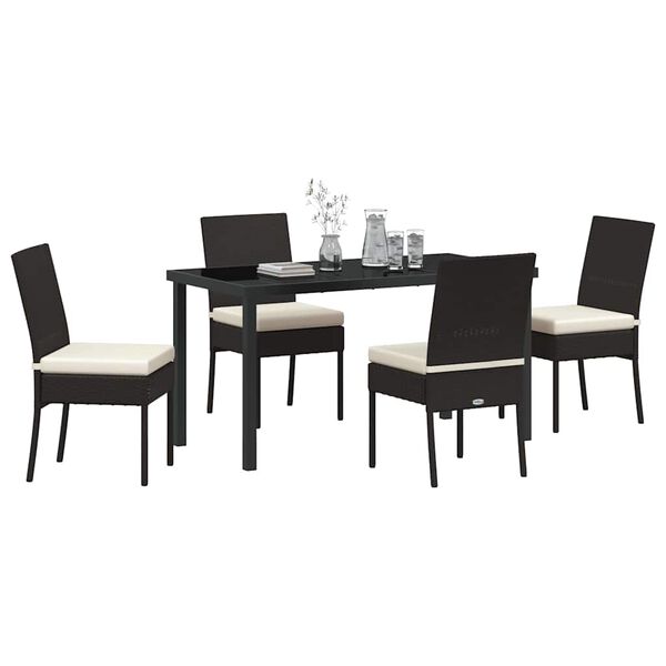 vidaXL Garden Dining Set 5 pcs Black Powder-Coated Steel