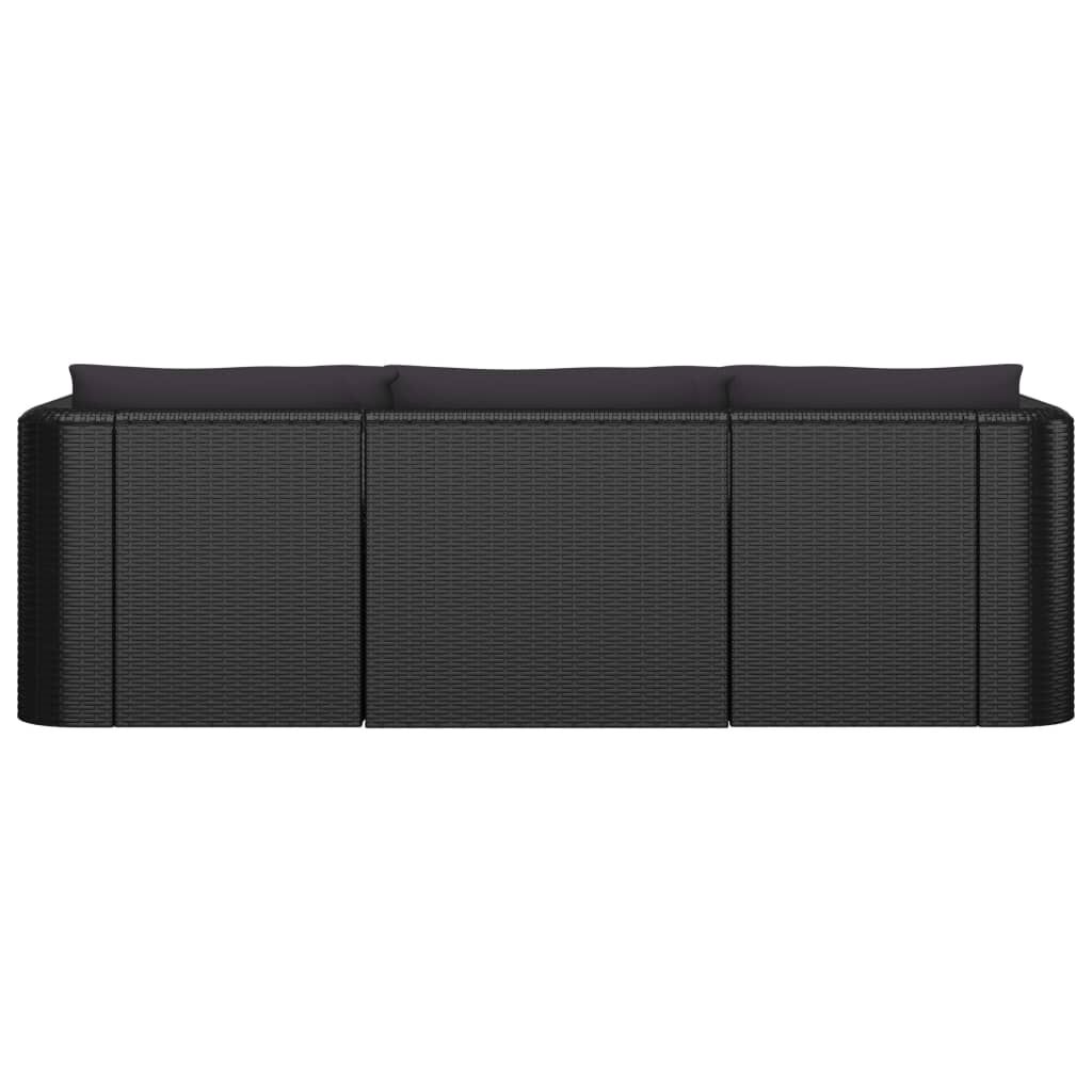 vidaXL 10 Piece Garden Lounge Set with Cushions Poly Rattan Black
