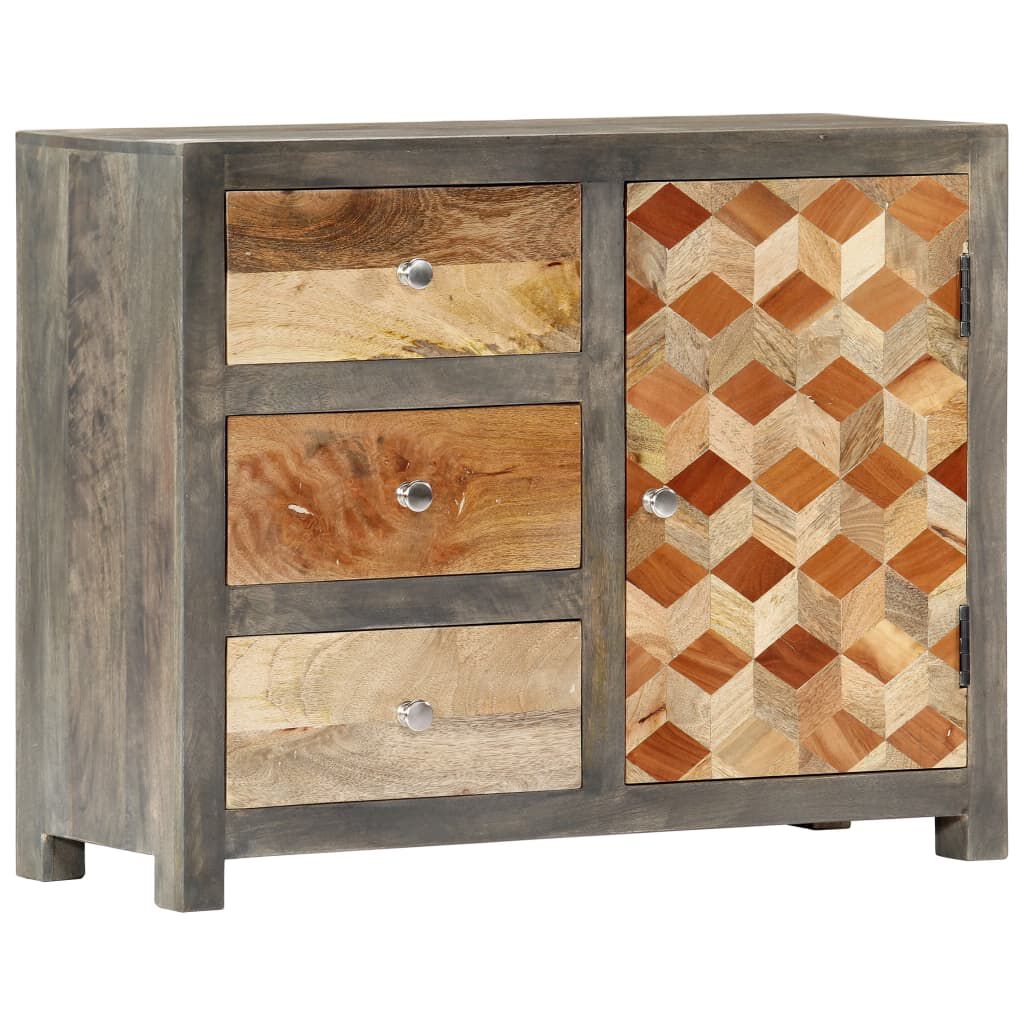 vidaXL Side Cabinet Grey 75x30x60 cm Solid Mango Wood