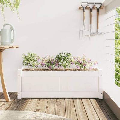 vidaXL Garden Planter White 90x31x31 cm Solid Wood Pine