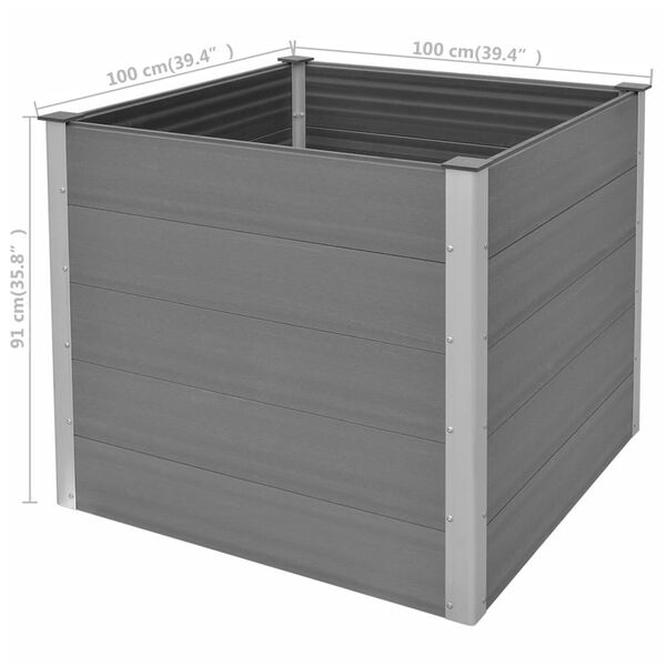 vidaXL Garden Raised Bed WPC 100x100x91 cm Grey